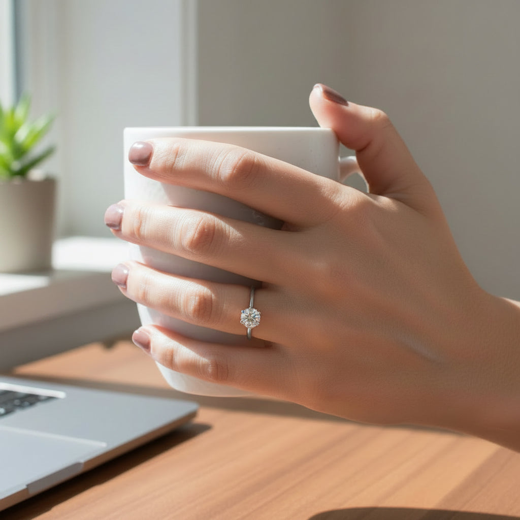 RING SOLITAIRE 1CT MOISSANITE - size 7US