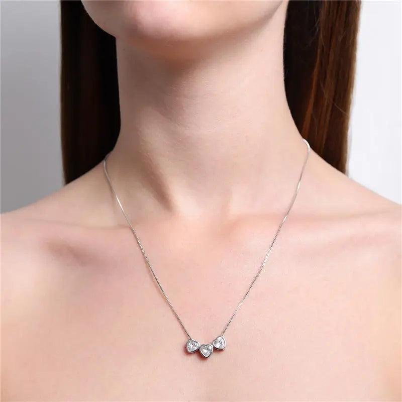 NECKLACE 3 HEART CUBIC ZIRCONIA
