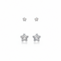EARRINGS DUO STARS CUBIC ZIRCONIA