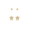 EARRINGS DUO STARS CUBIC ZIRCONIA