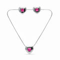 EARRINGS+ NECKLACE JEWELRY SET HEART WITH CRYSTAL