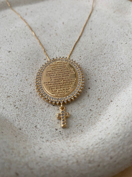 NECKLACE THE LORDS PRAYER (PAI NOSSO) CUBIC ZIRCONIA