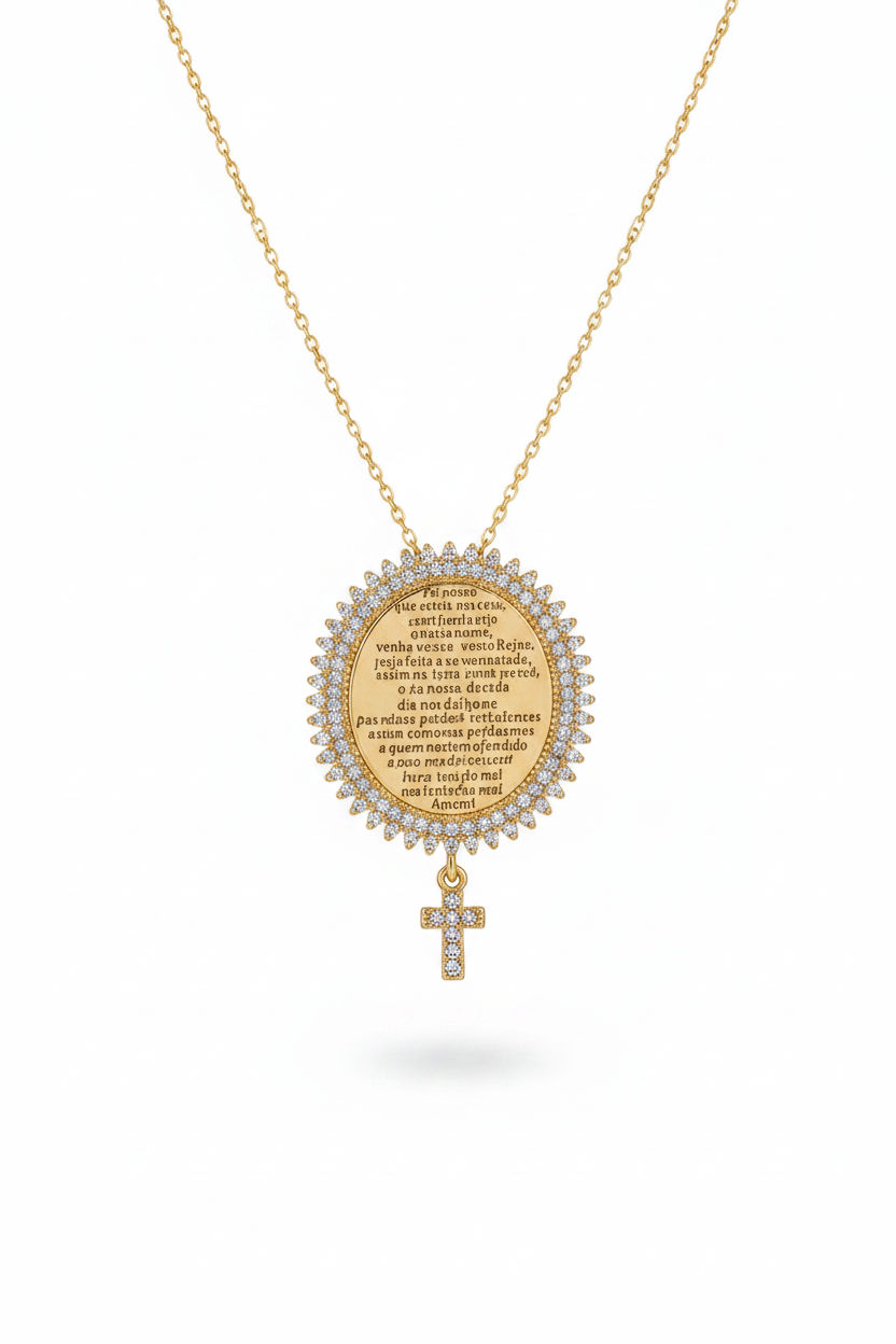 NECKLACE THE LORDS PRAYER (PAI NOSSO) CUBIC ZIRCONIA