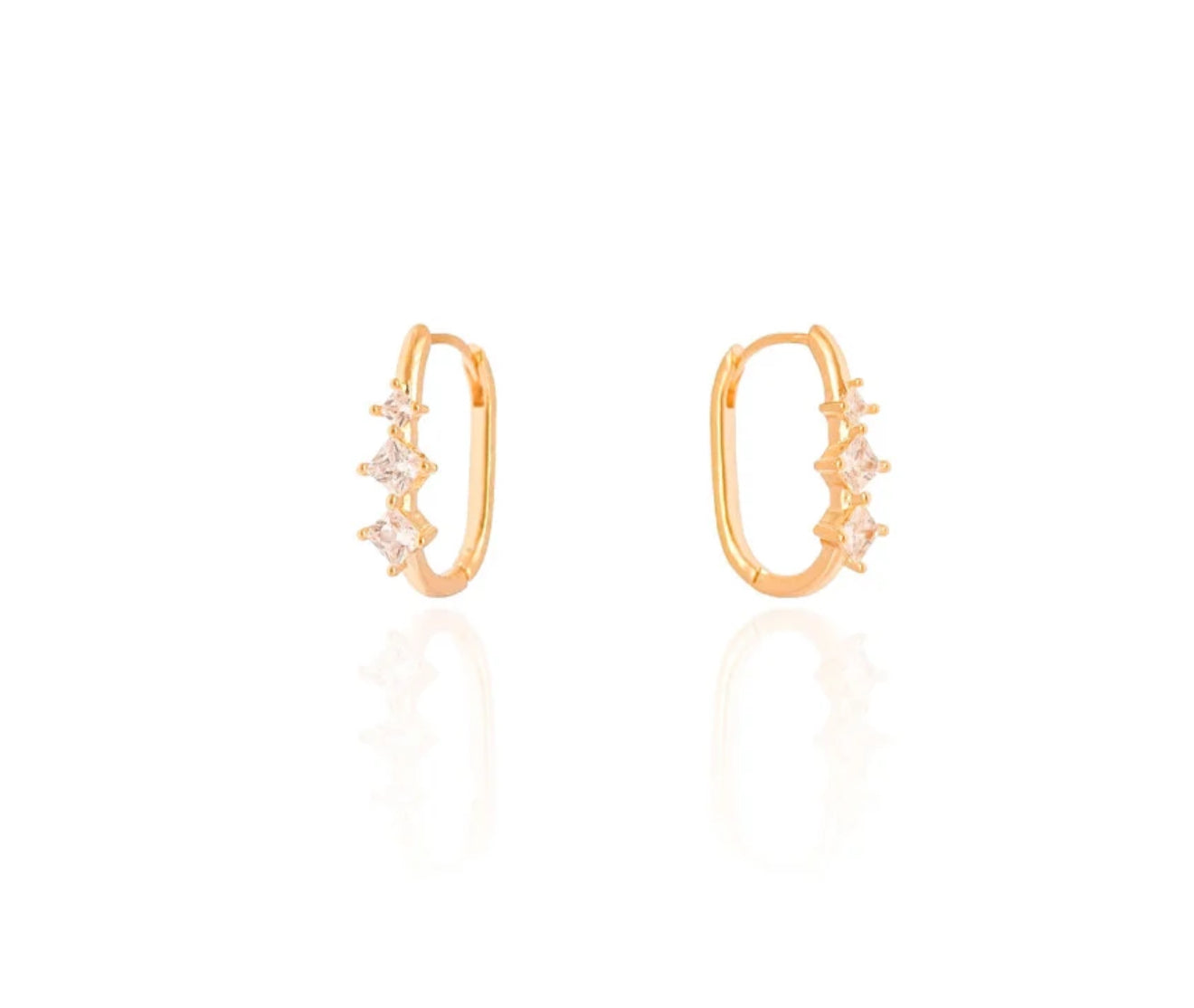 EARRING HOOPS WITH 3 CUBIC ZIRCON