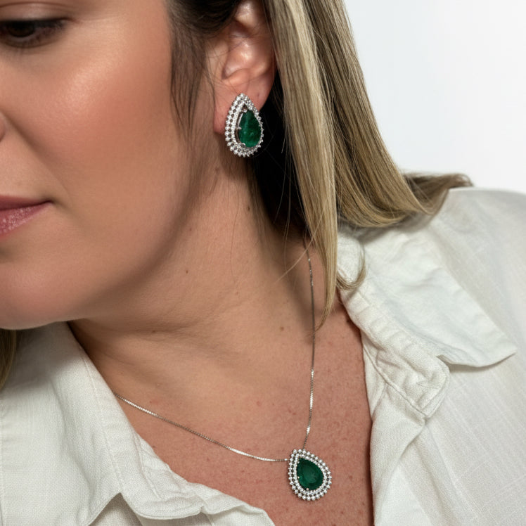 JEWELRY SET EMERALD FUSION TEAR DROP