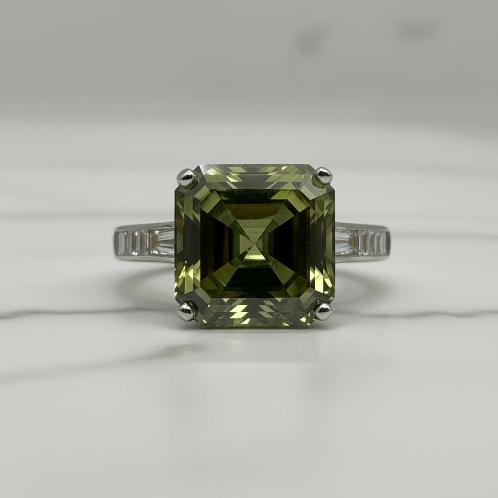 RING PERIDOT GREEN MOISSANITE 3CT