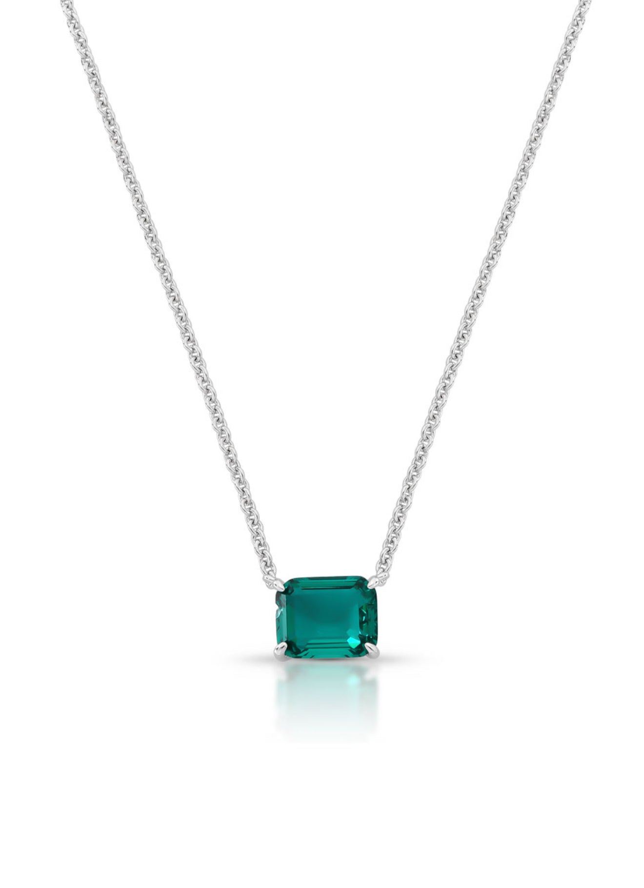 NECKLACE RECTANGLE CUBIC ZIRCONIA PENDANT
