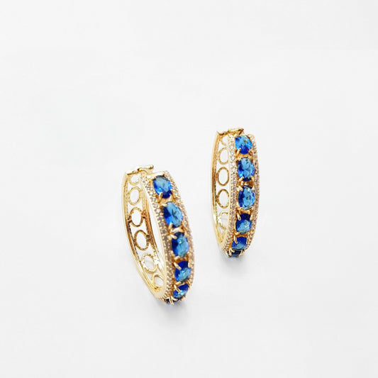 EARRING HOOP BLUE SAPPHIRE CRYSTALS