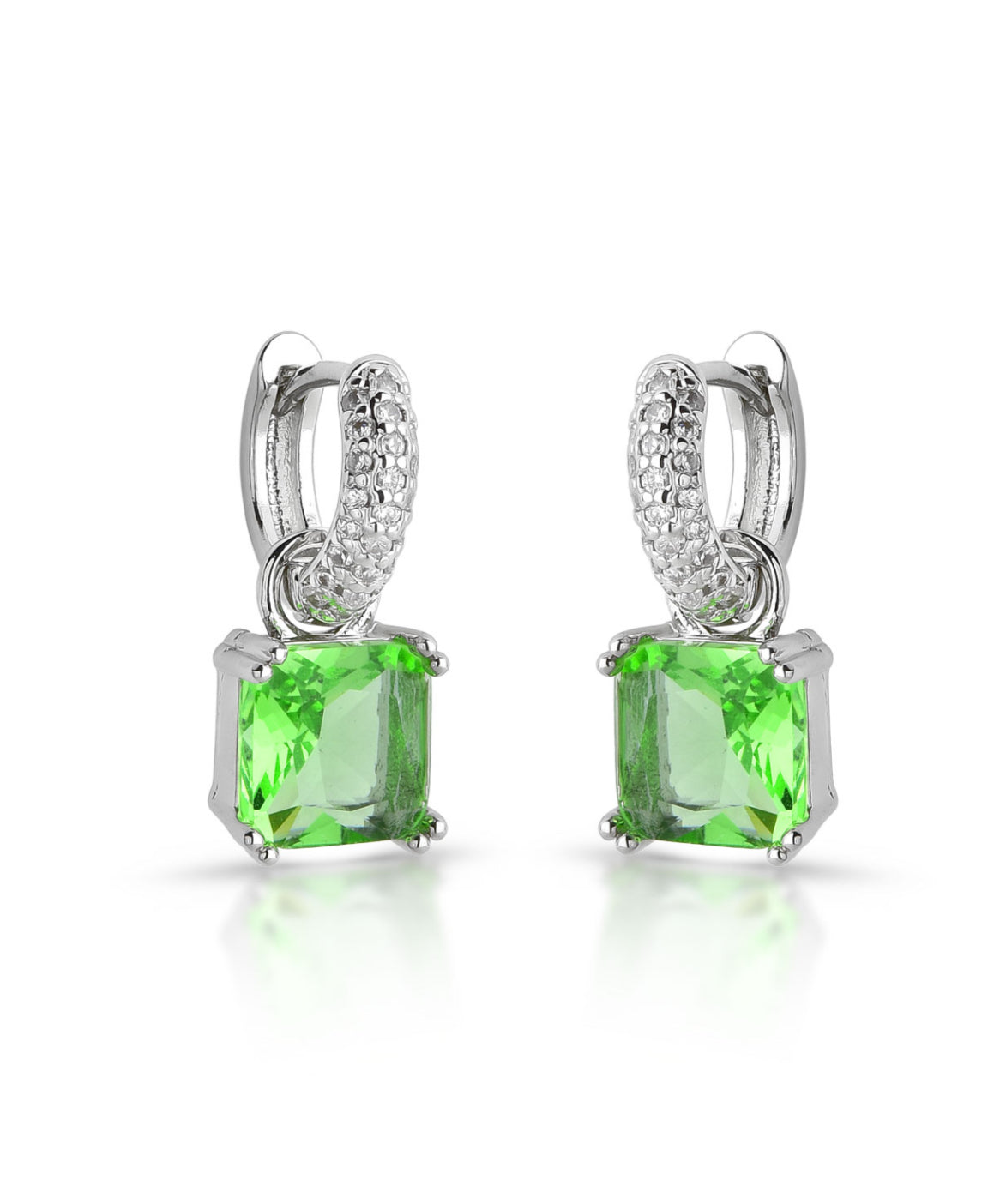 EARRING HOOPS SQUARE CUBIC ZIRCONIA PENDANT