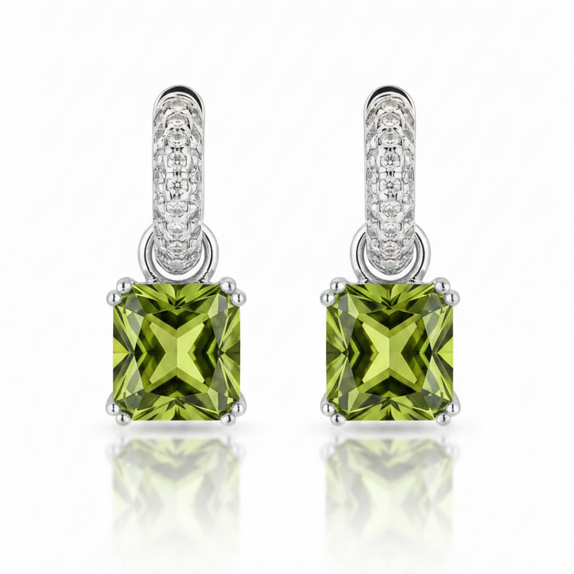 EARRING HOOPS SQUARE CUBIC ZIRCONIA PENDANT