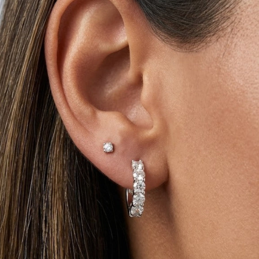 EARRING HOOPS MOISSANITES 1.8CT 4MM SILVER925