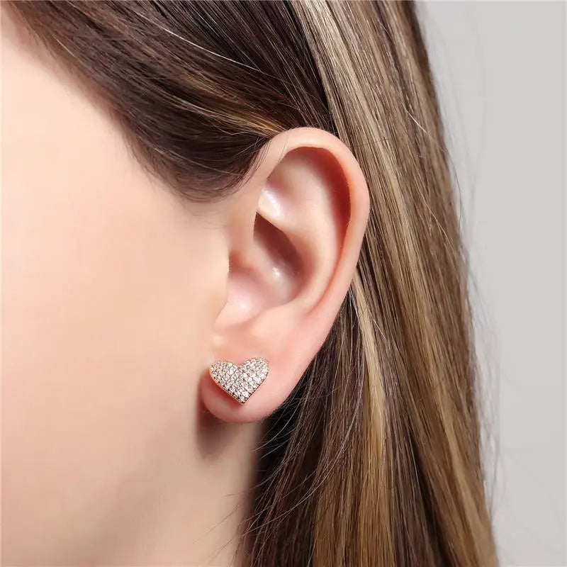 EARRINGS PAVE CUBIC ZIRCONIA HEART