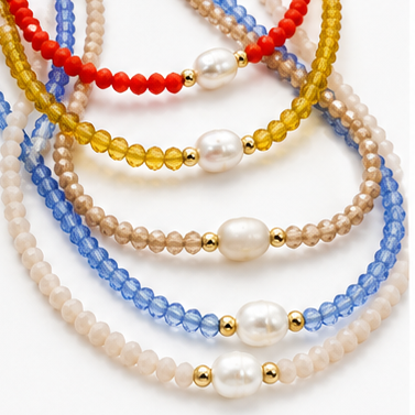 NECKLACE CHOKER NEW COLORS CRYSTALS BAROQUE PEARL