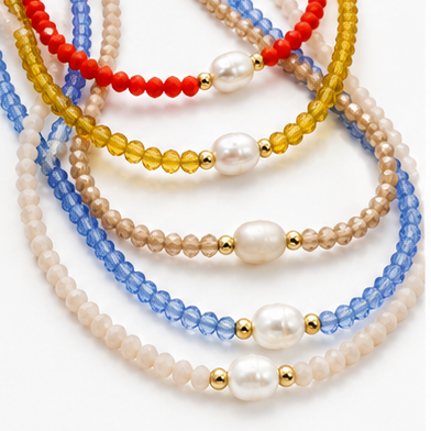 NECKLACE CHOKER NEW COLORS CRYSTALS BAROQUE PEARL