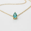 NECKLACE SMALL TEARDROP GREEN PARAIBA CRYSTAL FUSION