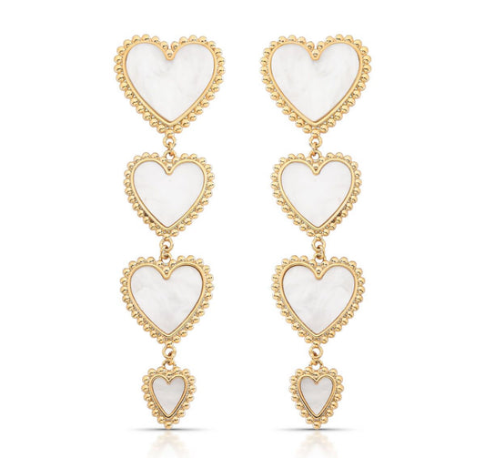 EARRINGS MOTHER OF PEARL 4 HEARTS