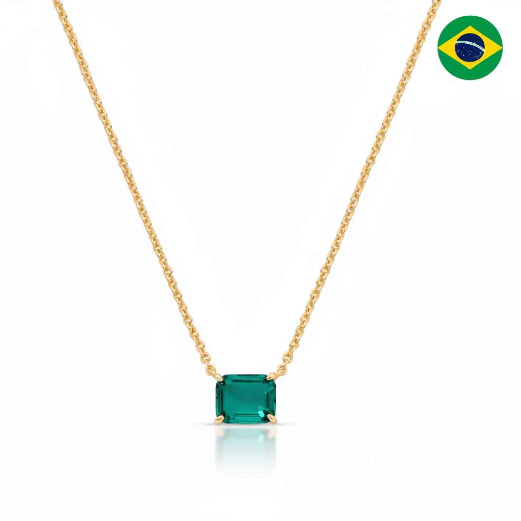 NECKLACE RECTANGLE CUBIC ZIRCONIA PENDANT