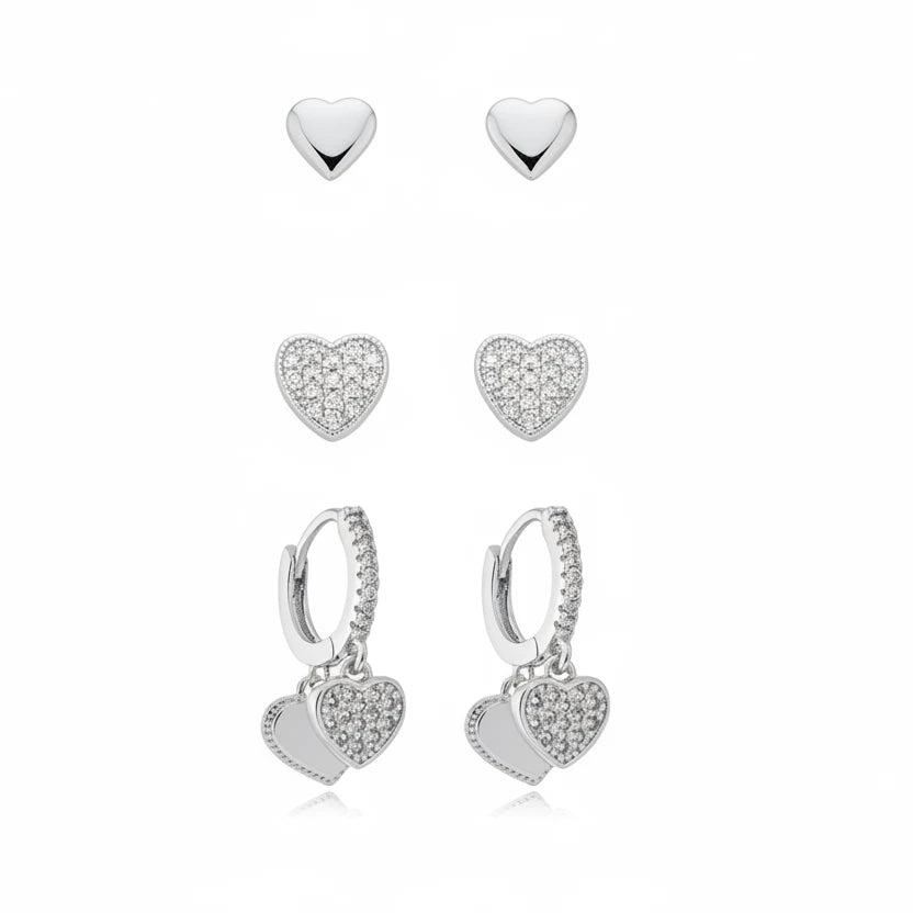 EARRING TRIO LOVE HEARTS