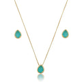 NECKLACE+EARRINGS TEARDROP TOURMALINE GREEN