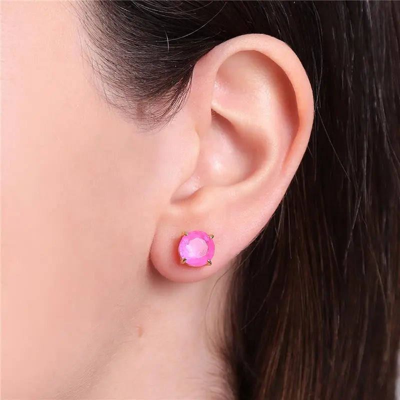 EARRING ROUND FUSION CRYSTAL 8mm