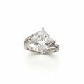 RING SQUARE 6CT MOISSANITE AND CUBIC ZIRCONIAS