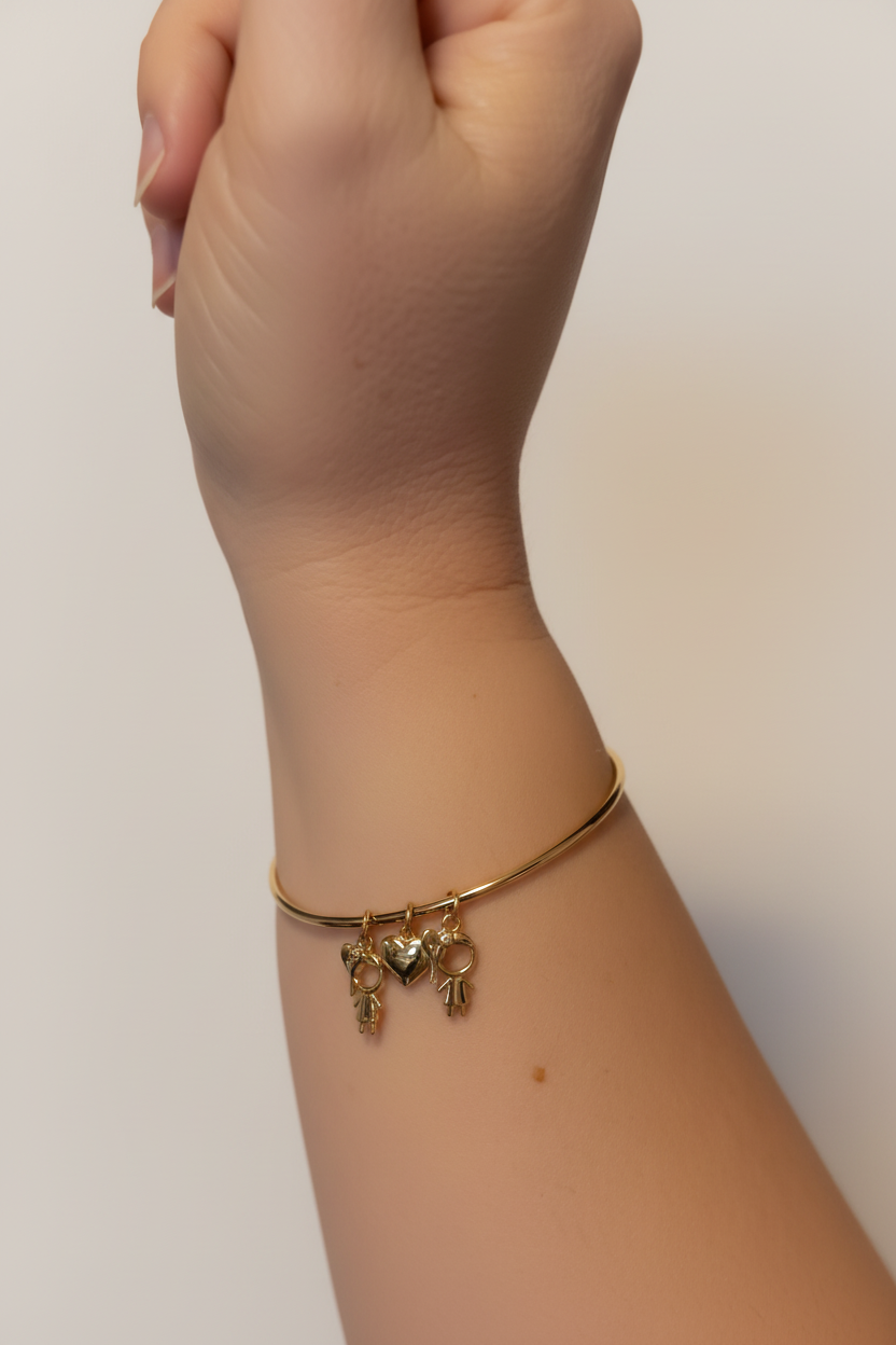 BRACELET BANGLE FAMILY LOVE GIRL+HEART+GIRL