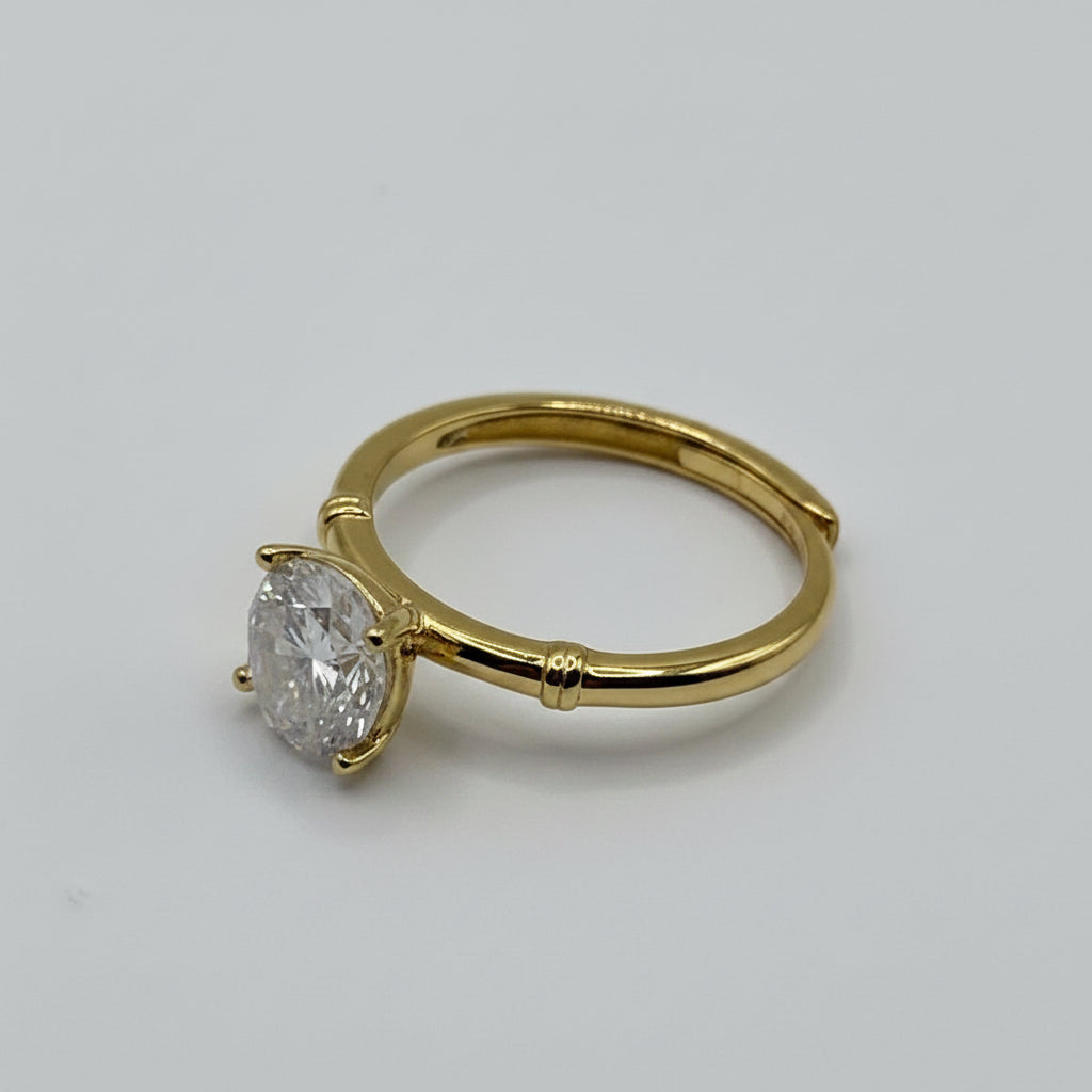 RING OVAL MOISSANITE 2CT ADJUSTABLE