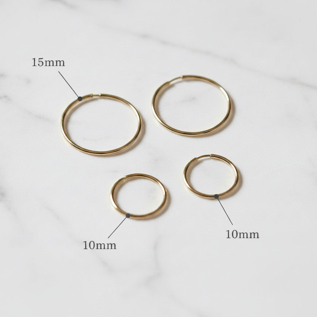 EARRING HOOPS THIN 10K REAL GOLD