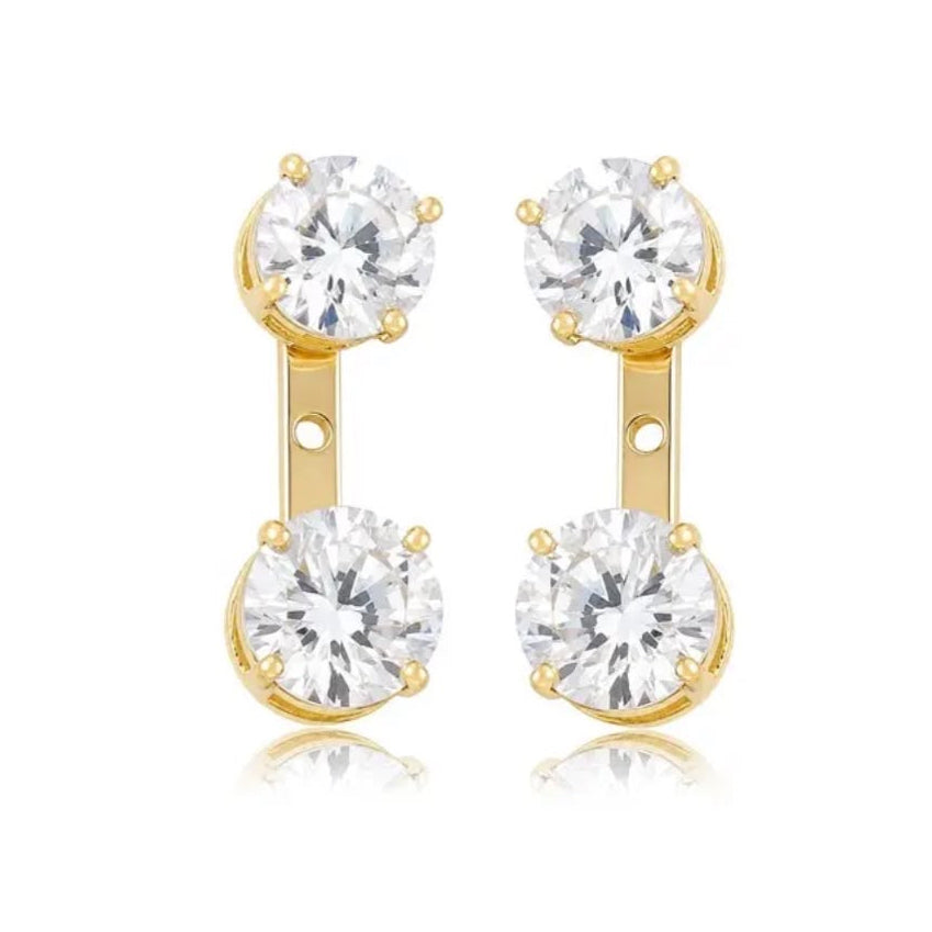 EARRINGS EAR JACKET CUBIC ZIRCONIA 8MM+10MM