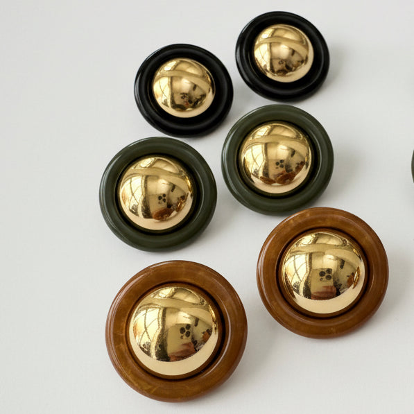 EARRINGS CIRCLE BUTTON RESIN BOARDER