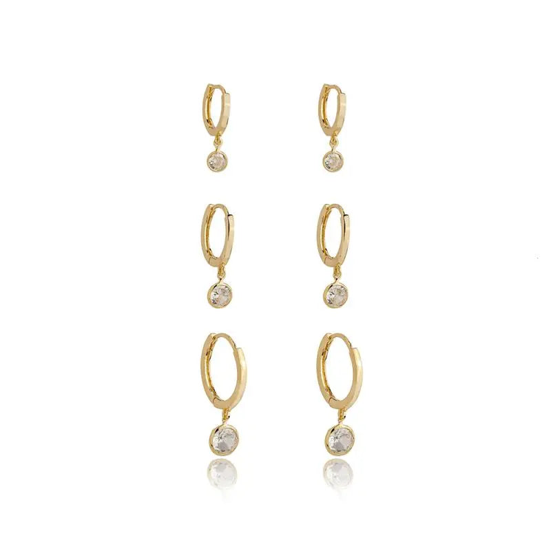 EARRING HOOPS TRIO CUBIC ZIRCONIA PENDANT