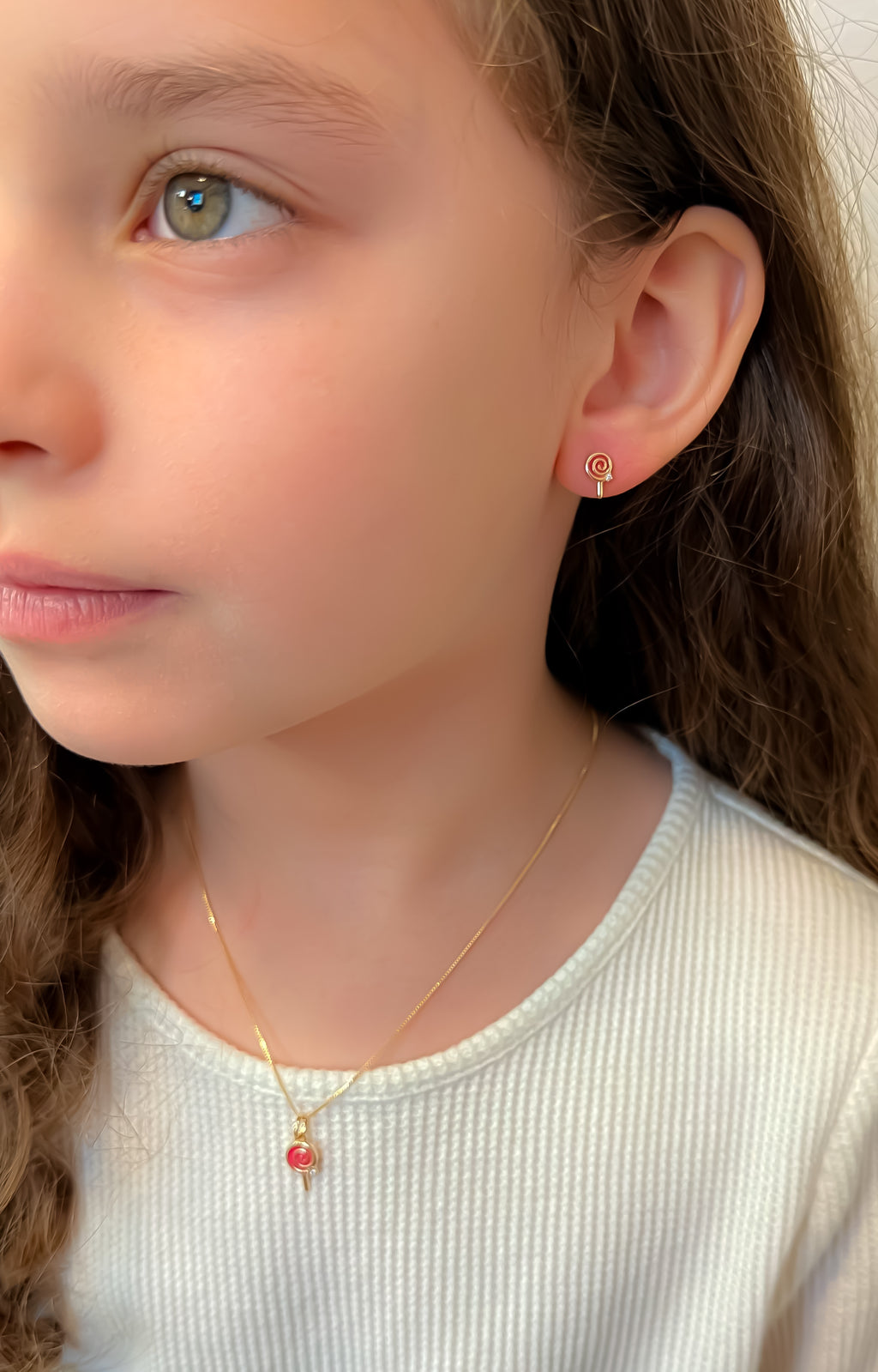 CONJUNTO DE COLAR+BRINCOS PIRULITO PARA CRIANÇAS
