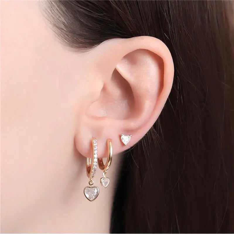 EARRING TRIO LOVE HEARTS CUBIC ZIRCON