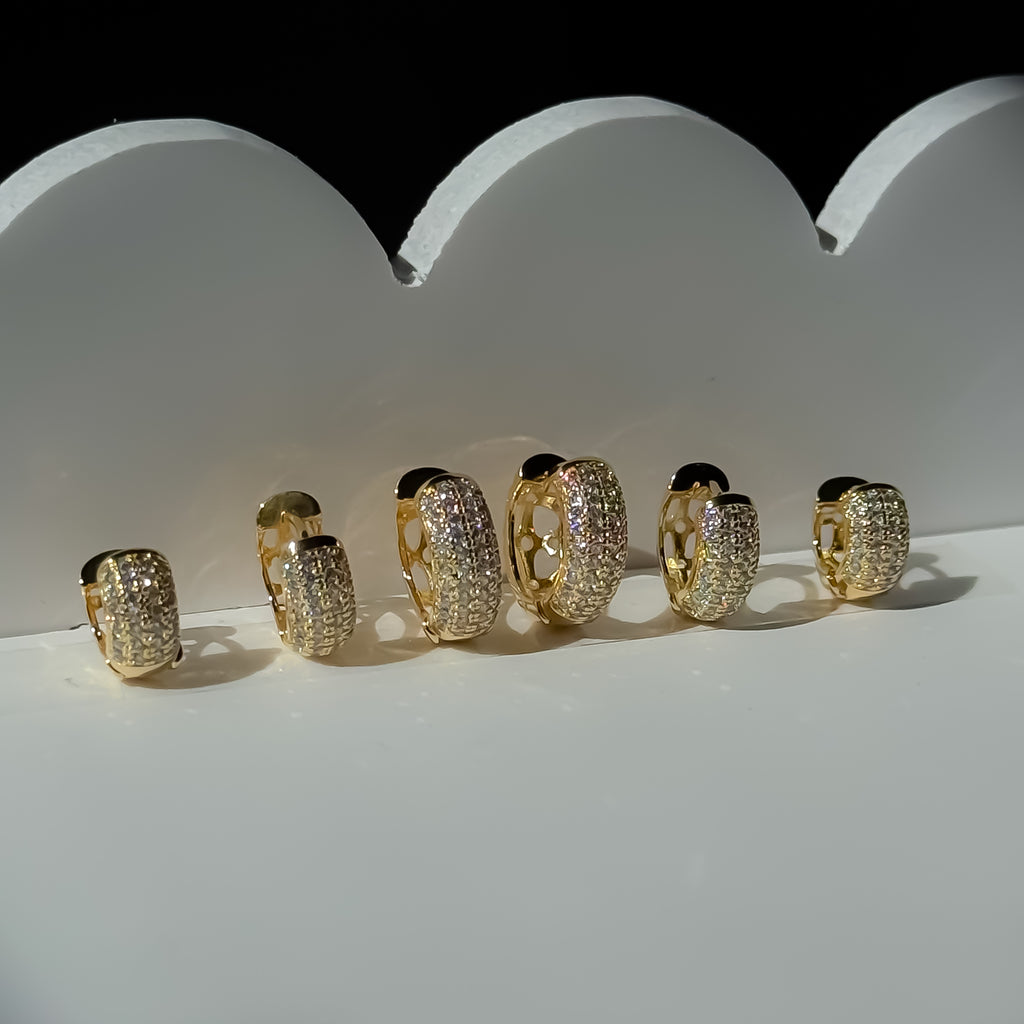 EARRING TRIO BULKY HOOPS CUBIC ZIRCON