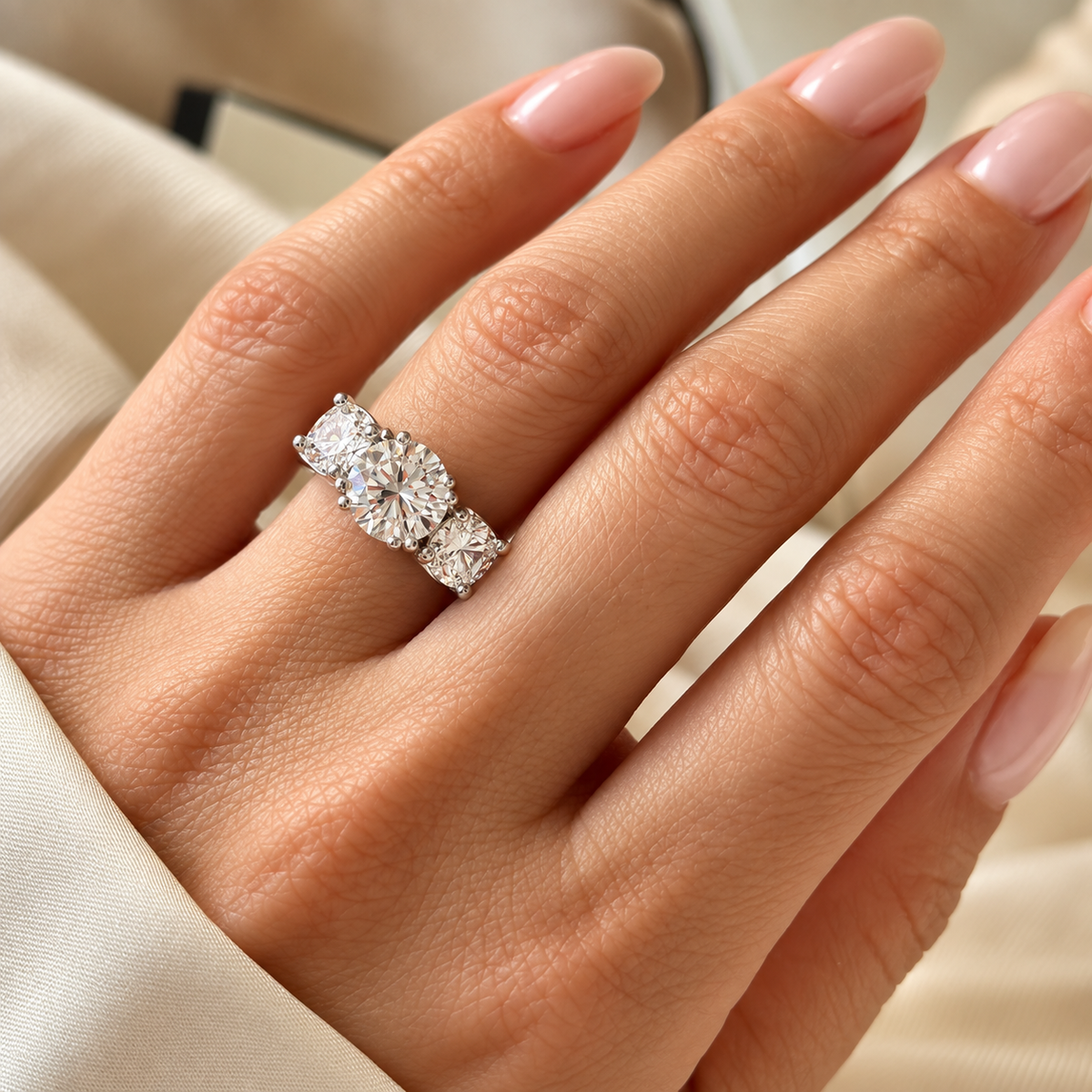 RING LUXURY 3 ROUND CUBIC ZIRCONIA