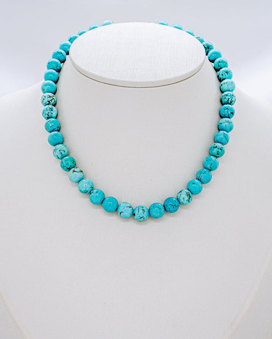 NECKLACE CHOKER NATURAL SEMI PRECIOUS TURQUOISE HOWLITE