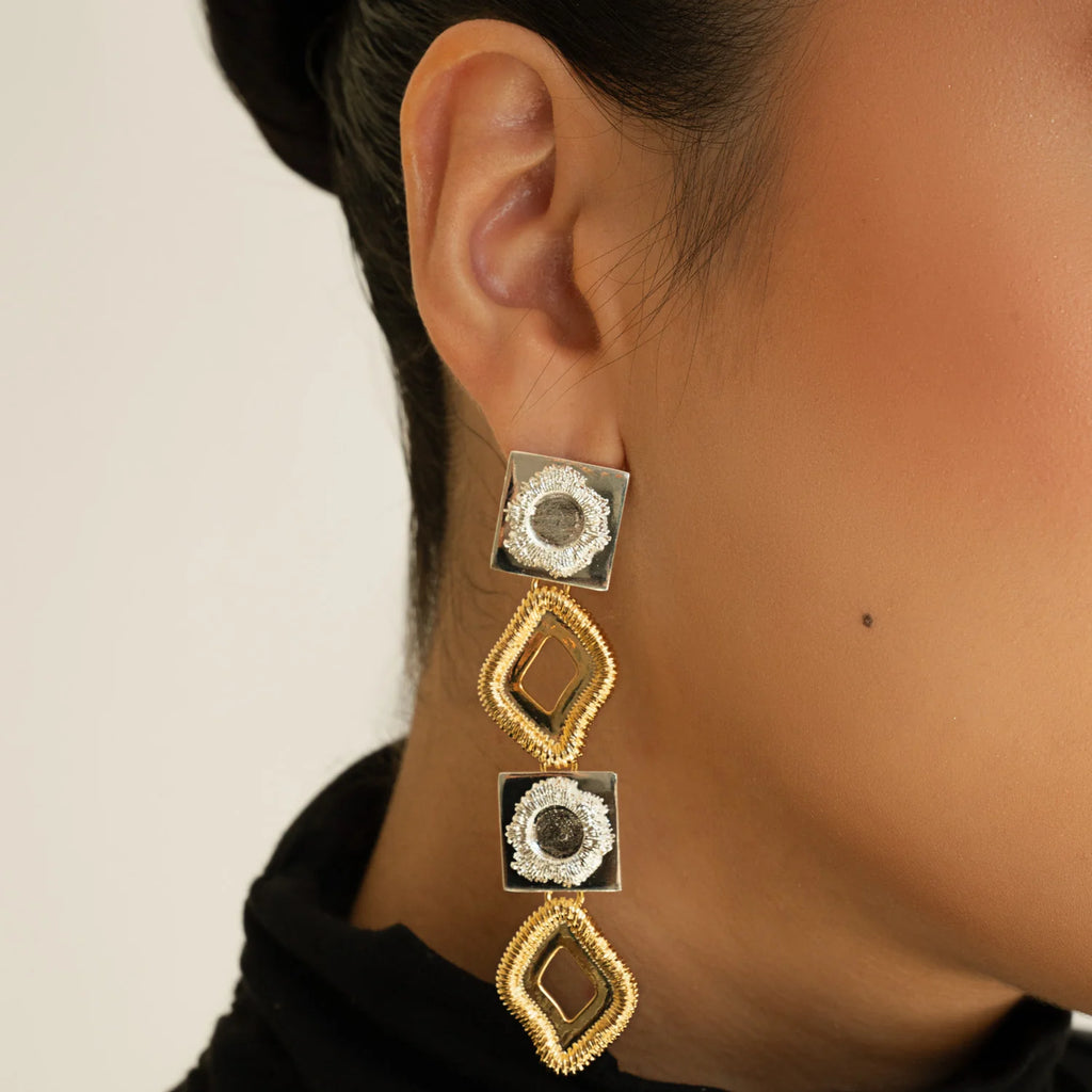EARRINGS SHAPES DUO PLATED BY MADENNA