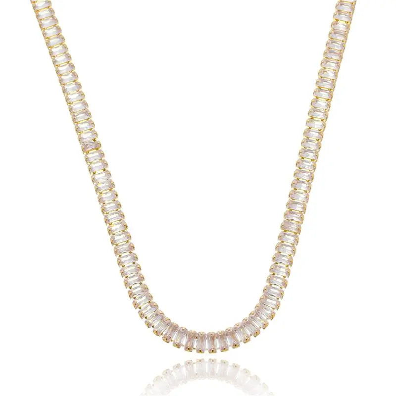 COLAR RIVIERA BAGUETTE CRISTAIS COM EXTENSOR