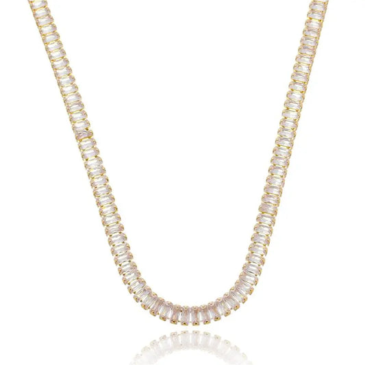 NECKLACE RIVIERA BAGUETTE CRYSTALS WITH EXTENSOR