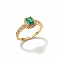 RING STUDDED CUBIC ZIRCONIA AND EMERALD GREEN RECTANGLE CRYSTAL