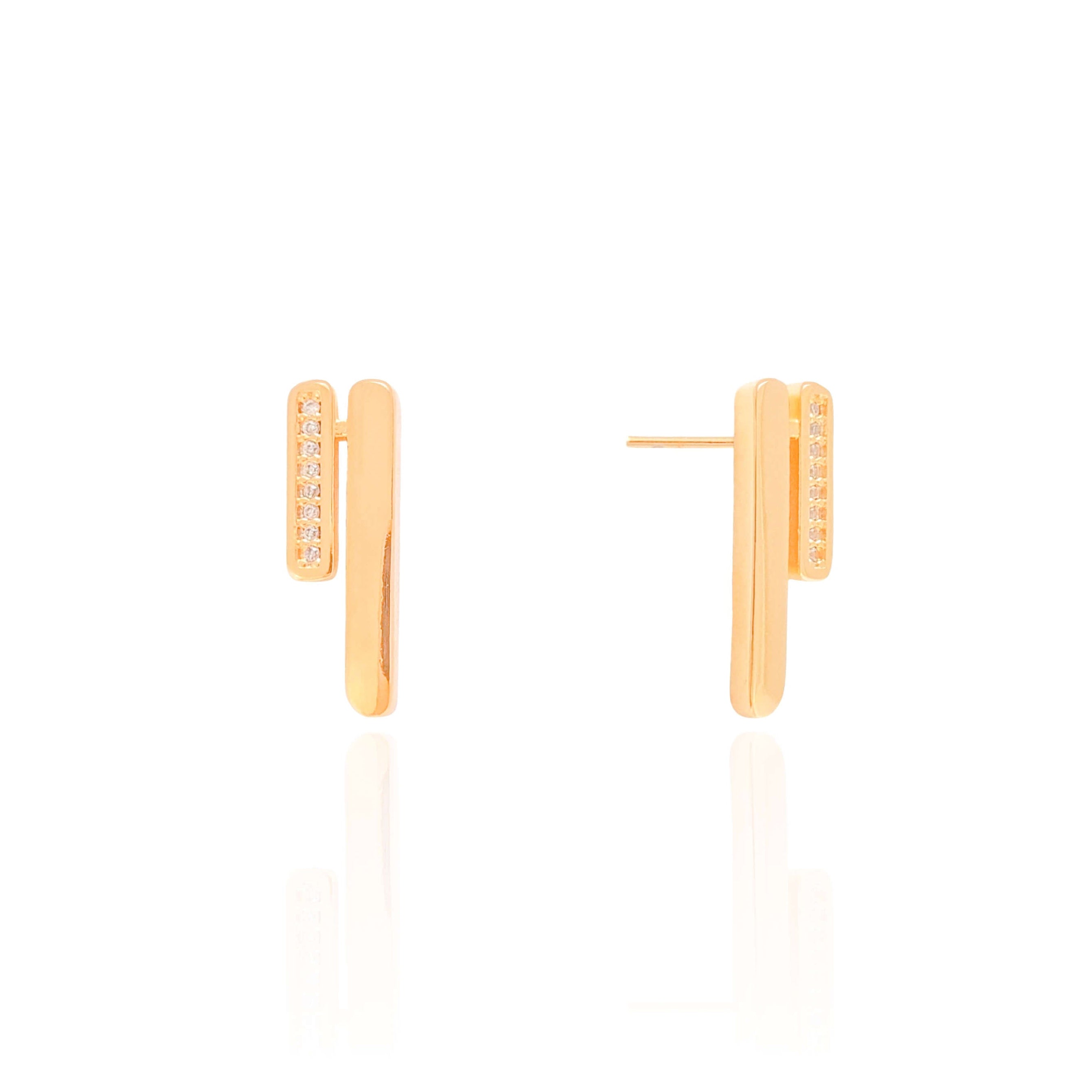 EARRINGS VERTICAL BARS WITH STUDDED CRYSTALS