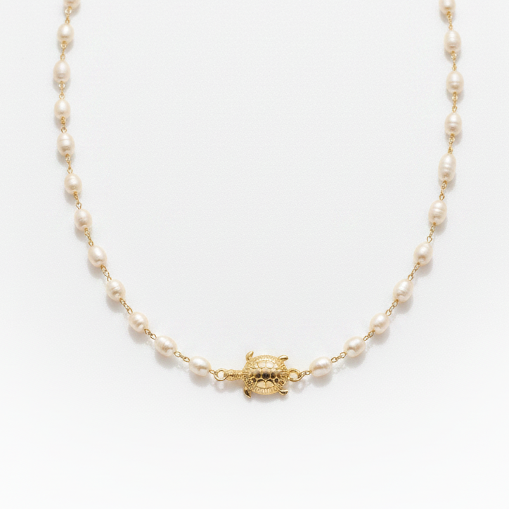 NECKLACE SUMMER PEARLS TURTLE