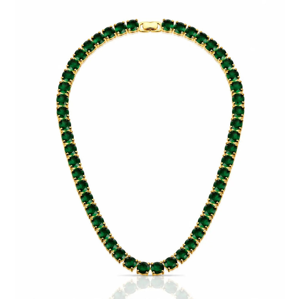 NECKLACE RIVIERA GREEN EMERALD 8MM CRYSTALS