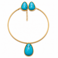 EARRINGS+NECKLACE MAXI RESIN TURQUOISE BLUE