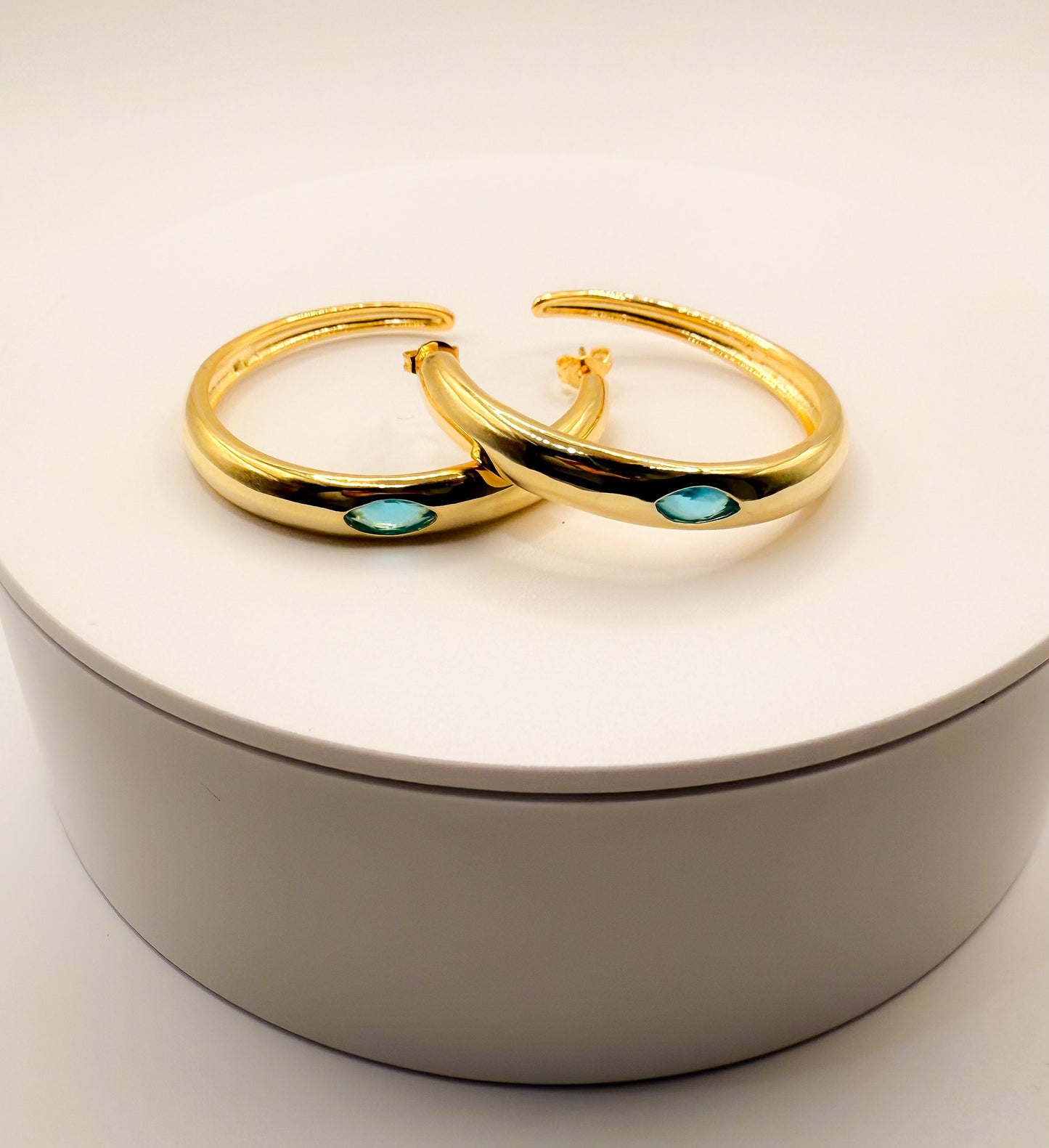 EARRING HOOPS LARGE WITH BLUE NAVETE