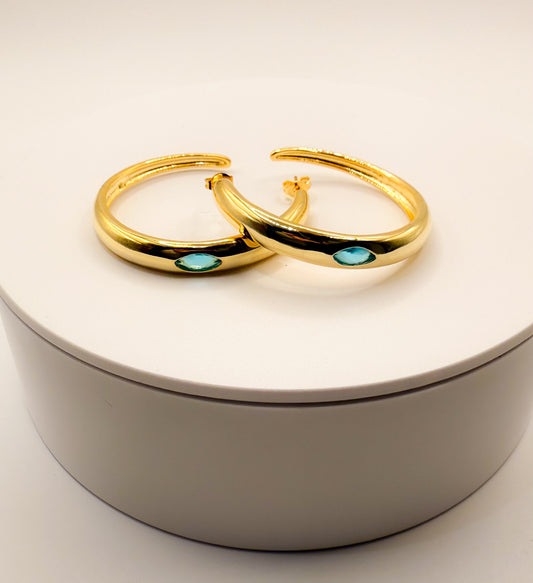EARRING HOOPS LARGE WITH BLUE NAVETE