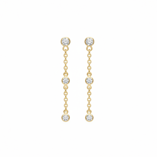 EARRINGS THREADER WITH 3 CZ