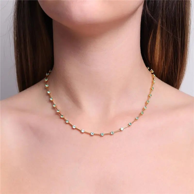 NECKLACE DIFFERENT RIVIERA SLIM GREEN TOURMALINE
