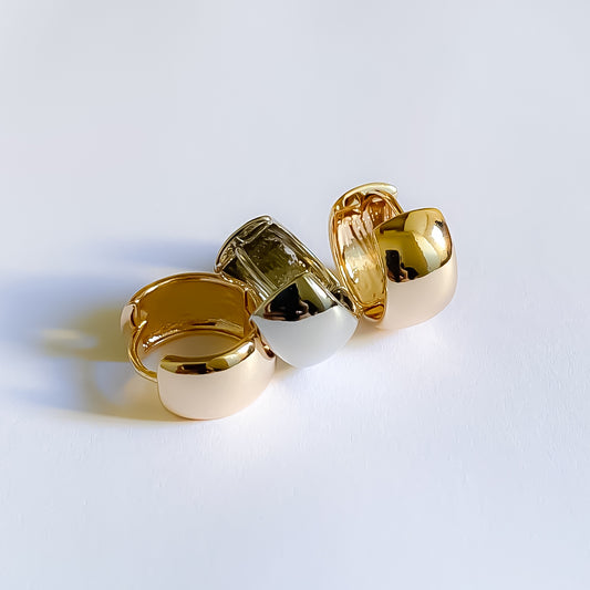 EARRING HOOPS TRIO WIDE SILVER/GOLD