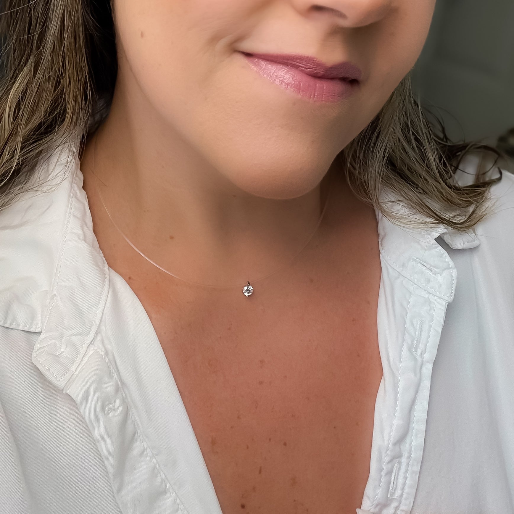 NECKLACE NYLON STRING MOISSANITE 5MM